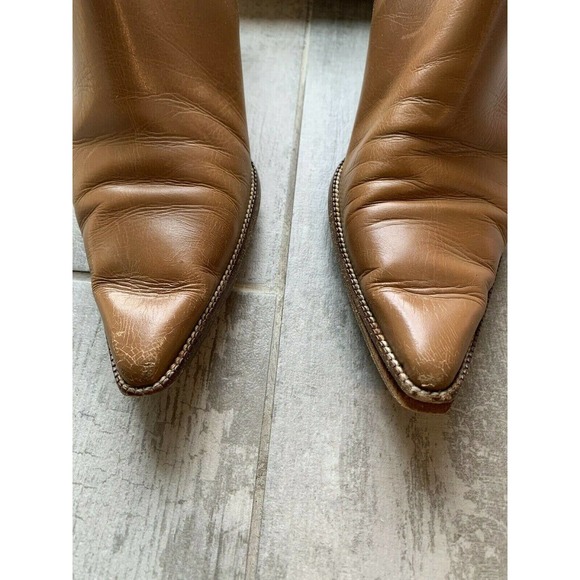 MICHAEL KORS Low Ankle Flat Brown Luggage Leather Booties Designer w/ Box 9 - Picture 4 of 11